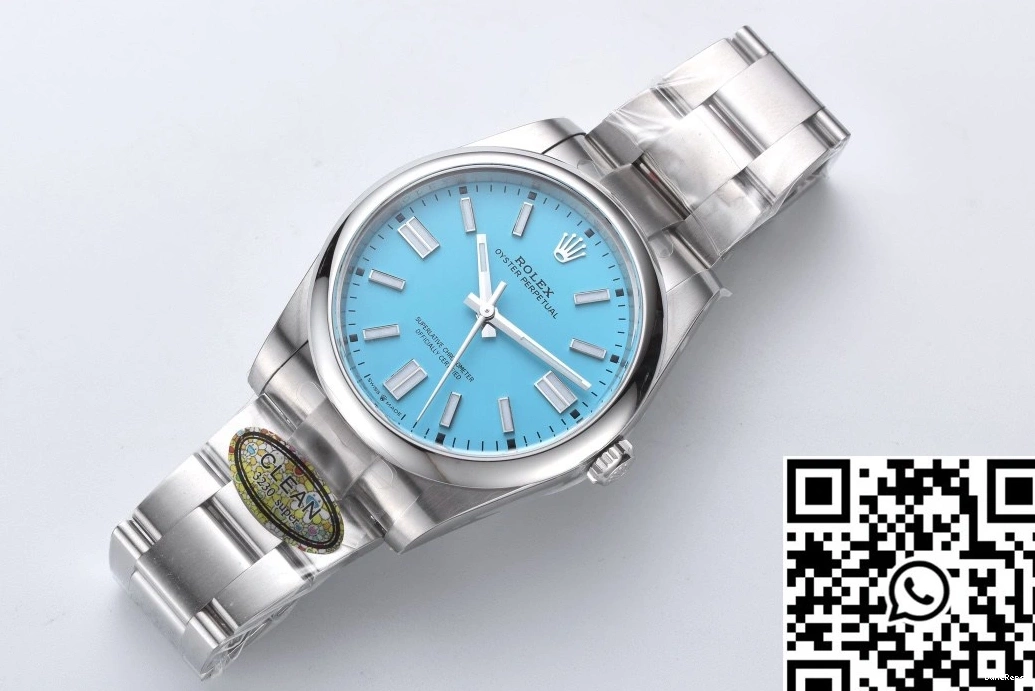 Turquoise Factory Dial Rolex Perpetual Clean Blue M124300-0006 41MM Oyster 0422